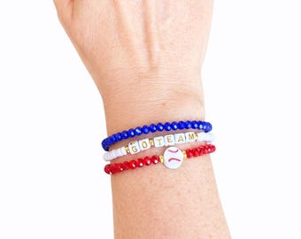 Go Team Sports Mom Bracelet Stack, Custom Team Colors, Choose Your Sport, Baseball Soccer Football Mom Gift