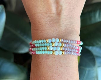 sparkle 4 stack wrap- lavender, hot pink, mint, and white SPARKLE