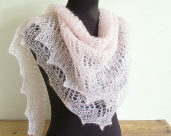 Rosa gestrickte Stola, rosa Spitze Schal, Handgestricktes Mohair, Hochzeit Accessoire, Geschenk für Frauen, Mohair wrap, Braut Strand