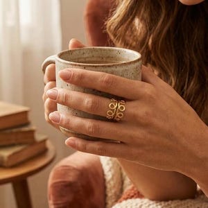 Gold Swirl Statement Ring | Abstract Wire Loop | Unique Boho Stacking Ring | Gift for Her