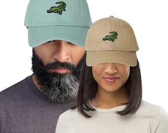 Gorra de cocodrilo Gorra de béisbol bordada con cocodrilo Regalos de vida silvestre de cocodrilo para él y para ella