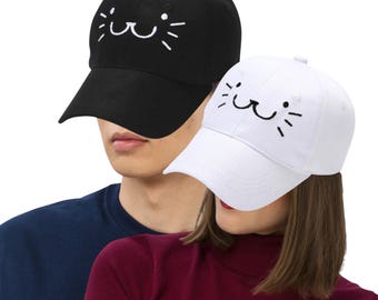 Cappellino da baseball con ricamo a forma di faccia di gatto, regalo per mamma amante dei gatti, papà gatto, cappellino da gattino