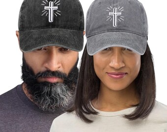 Cross hat embroidery baseball cap Christian bible verse Religion Hat nails cross