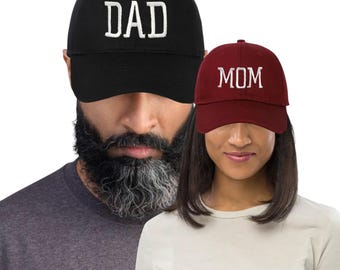 Mom and Dad cap Embroidered baseball cap Pregnancy Announcement Baby Shower Gift