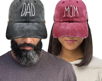 dad mom cap Embroidered vintage hat Mom and Dad Baseball Caps Pregnancy Announcement Baby Shower Gift