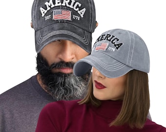 America EST. 1776 Flag Embroidered Baseball Cap USA patch Patriotic Pride cap