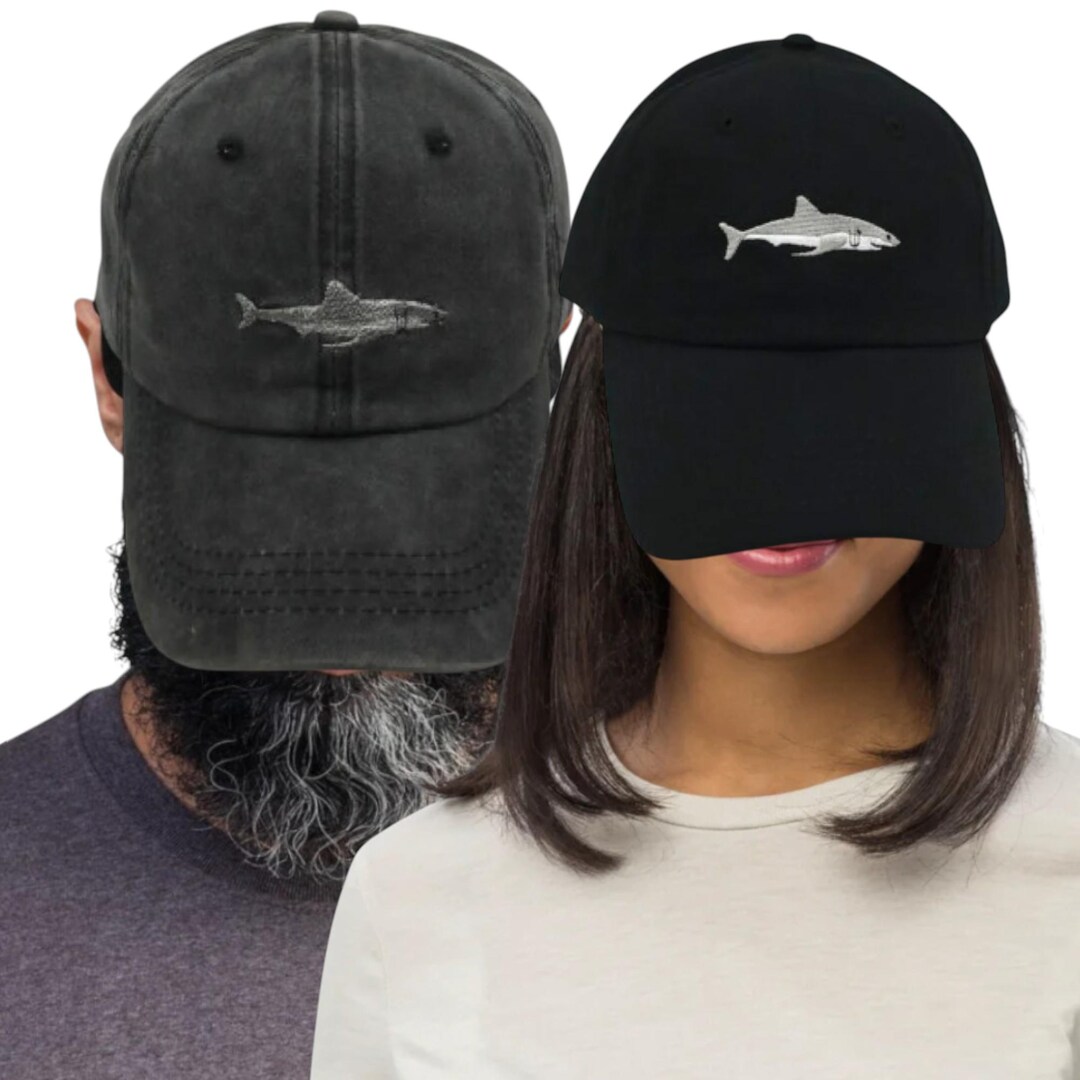 Fishing Hat Shark Lover Gift Fisherman Embroidered Baseball Cap Ocean ...