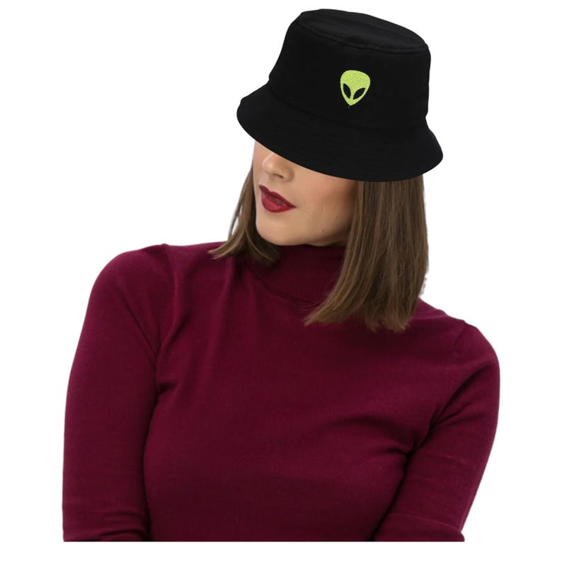 Alien Spaceship UFO Embroidered Bucket Hat Galaxy Outer Space Flying ...