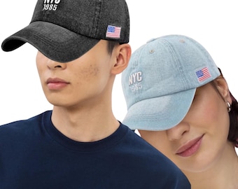 NYC 1985 Embroidered Denim cap America Flag New York NY dad hat mom cap