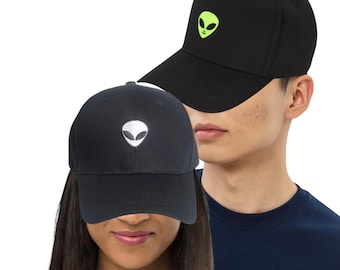 Green Alien Outer Space Embroidered Baseball Cap Alien head cap UFO Sci-fi Hat