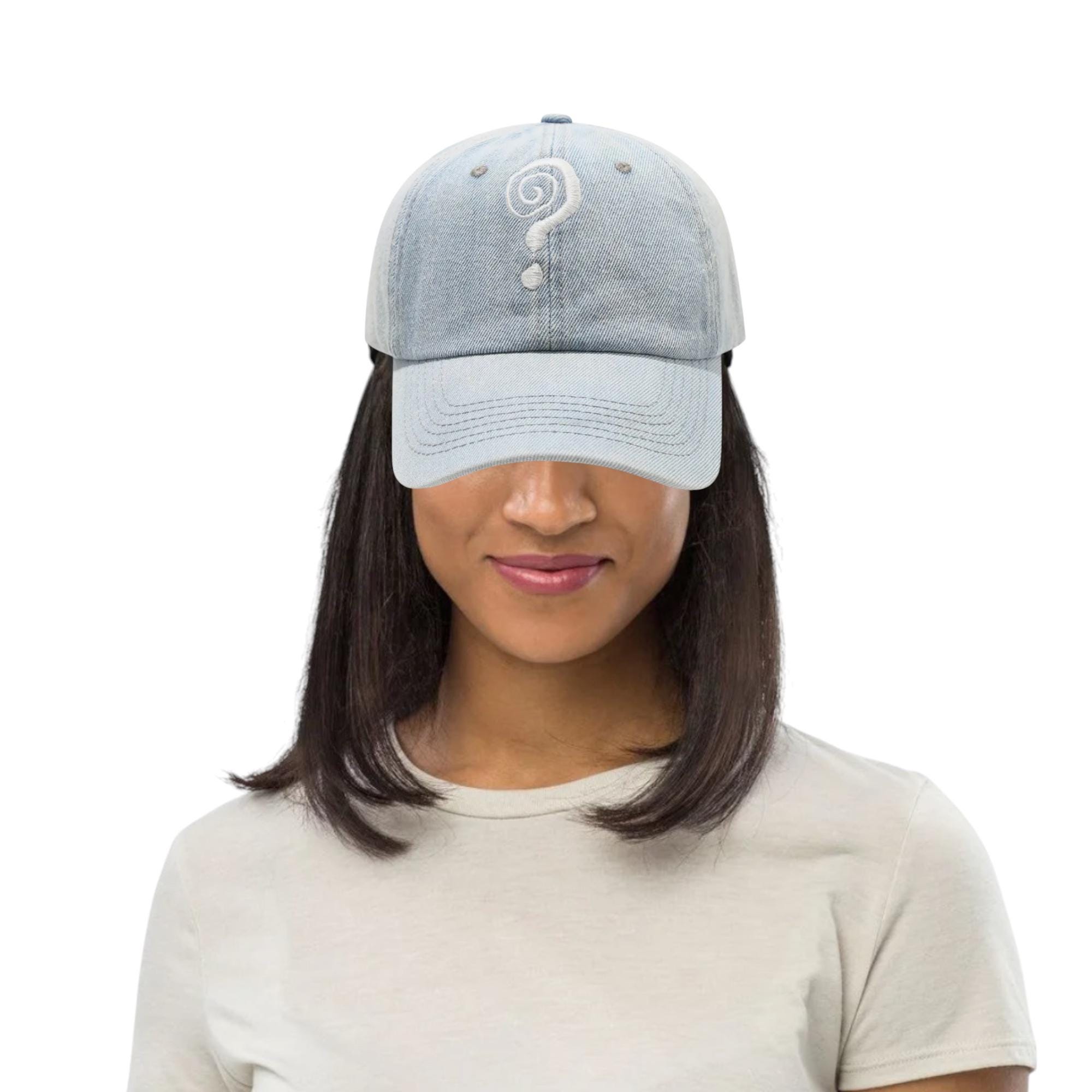 Question Mark Embroidered Denim Cap Dubstep Festival Cap  display picture 1