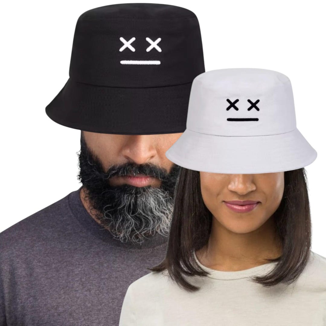 Sad Hat Embroidered XX Smiling Face Design Sad Happy Bucket Hat Crying Baseball ...