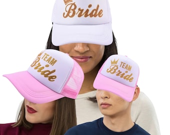 Bride Hat Team Bride cap Bachelorette Party Print Trucker Hats Bridal Shower Hat