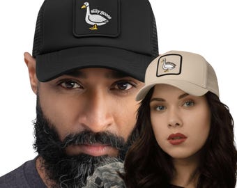 Silly Goose Embroidered mesh trucker Hat goose on the loose cap duck lover gift