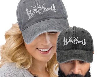 Mountain Hiking Embroidered Vintage baseball Cap hiker vacation outdoor gifts