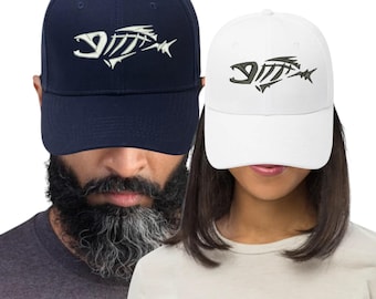Embroidered Fishing Hat fishbone baseball cap fishing gifts for him fish trout