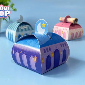 3 confezioni regalo di caramelle e denaro per bambini del Ramadan stampabili, confezione regalo Eidi, confezione di caramelle Eid, porta regali Eid Mubarak, regalo per bambini del Ramadan, svg dxf png pdf