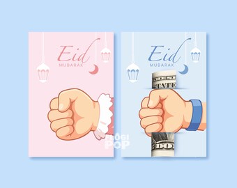 Printable Eid Money Envelope, Kids Eidi Gift Holder Card, Eid Mubarak Cash Gift for Children, Hand Holding Money Card, Ramadan Kids Gift