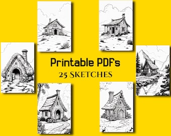 Hut Sketch-oefening voor kinderen: teken- en kleurplaten (digitale download, pdf- en jpg-bestanden)