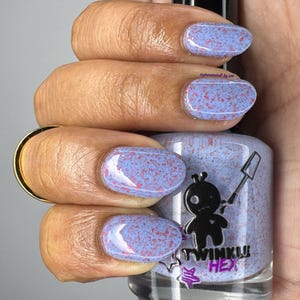 Periwinkle  Crelly Nail Polish: Red Flakes, Violet Glow - Twinkle & Hex