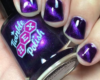 Storm Warning Magnetic Nail Polish, Deep Purple Pink Blue Shift, Handmade Small Batch
