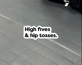 High Fives & Hip Tosses, 3" Bubble-free Vinyl BJJ Kiss-cut sticker