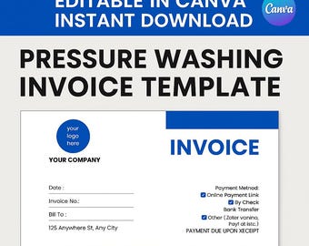 Pressure Washing Invoice Template: Editable Business Form (PDF Download)