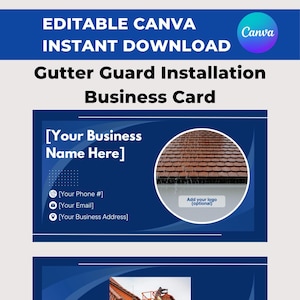 Gutter Guard Installation Business Card Template | Editable Canva (PDF) | Instant Download