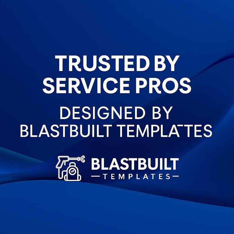May include: A blue graphic with white text that reads "TRUSTED BY SERVICE PROS" and "DESIGNED BY BLASTBUILT TEMPLATES." The Blastbuilt logo is also present.