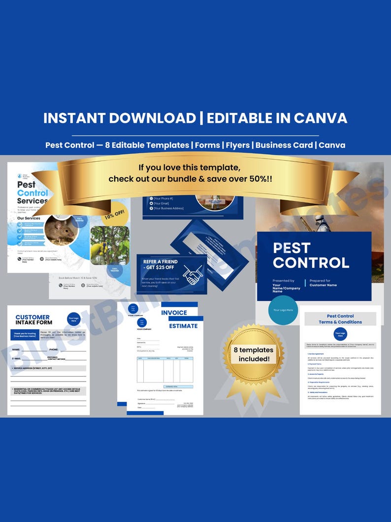 Pest Control Invoice Template: Editable Business Form | Canva | Instant ...