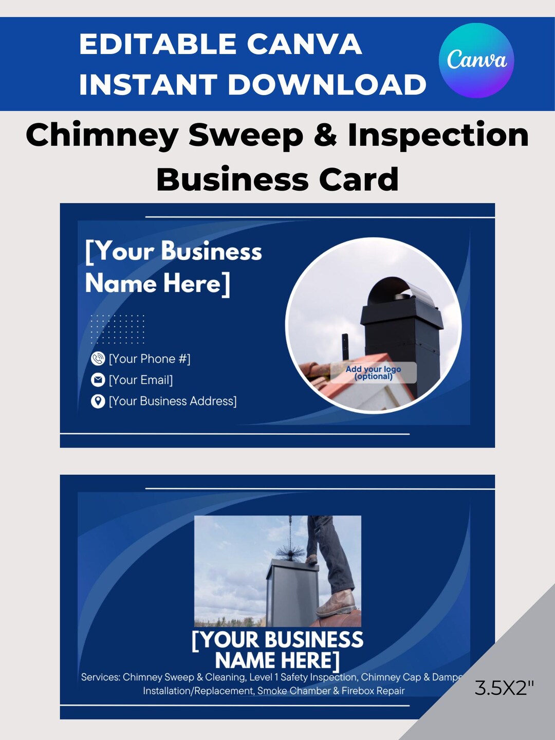 Chimney Sweep and Inspection Business Card Template | Editable Canva ...