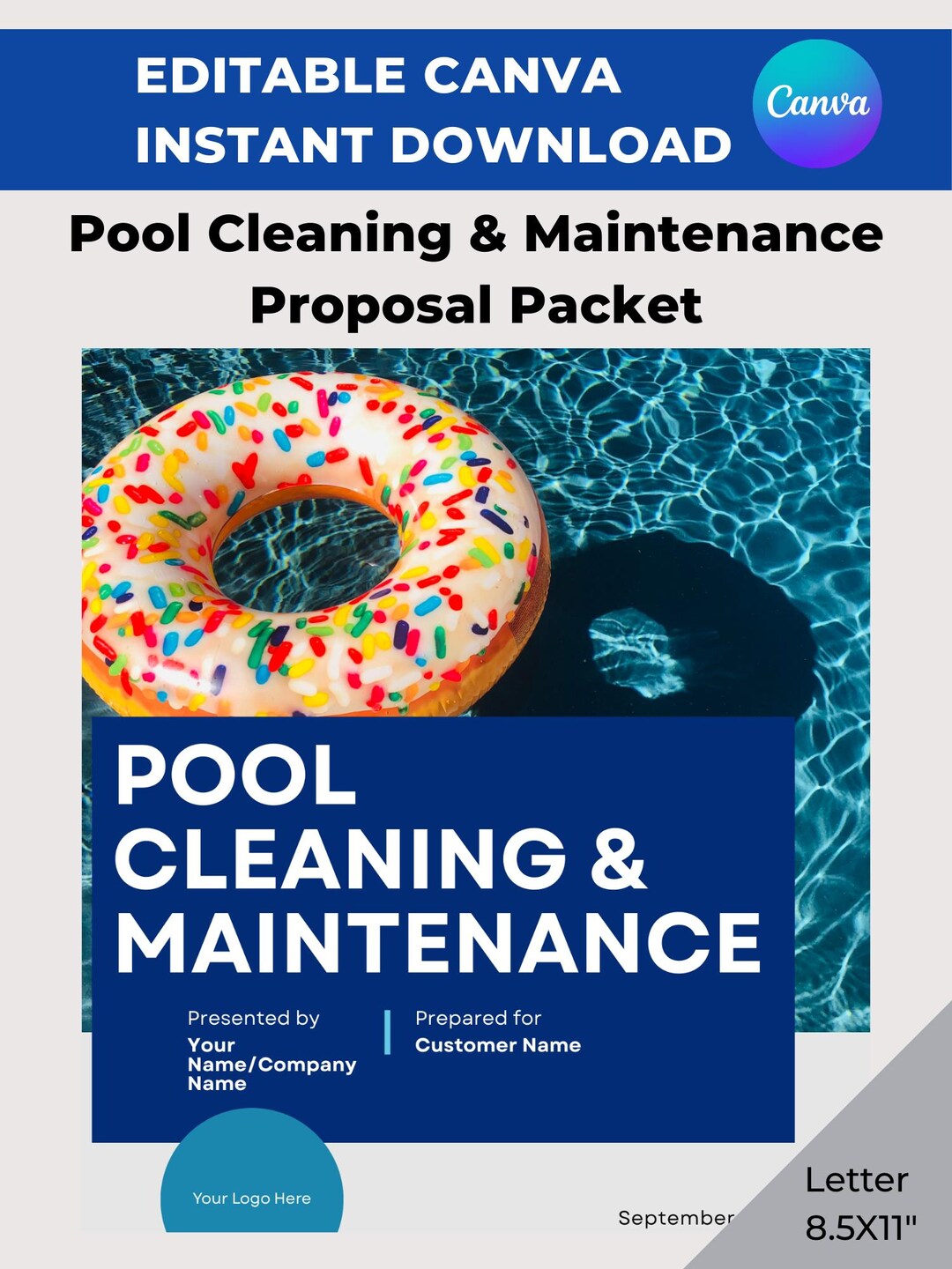 Pool Cleaning and Maintenance Proposal Template | Editable Canva Packet ...