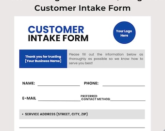 Water Damage Restoration Intake Form | Editable Client Information Sheet (PDF)