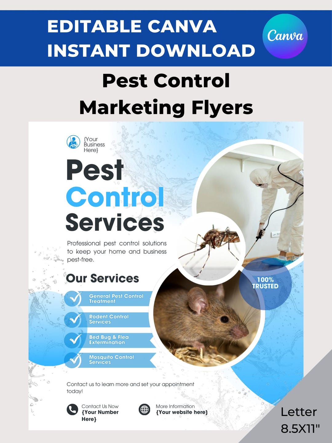 Pest Control Flyer Templates: Editable Design (canva, Instant Download ...