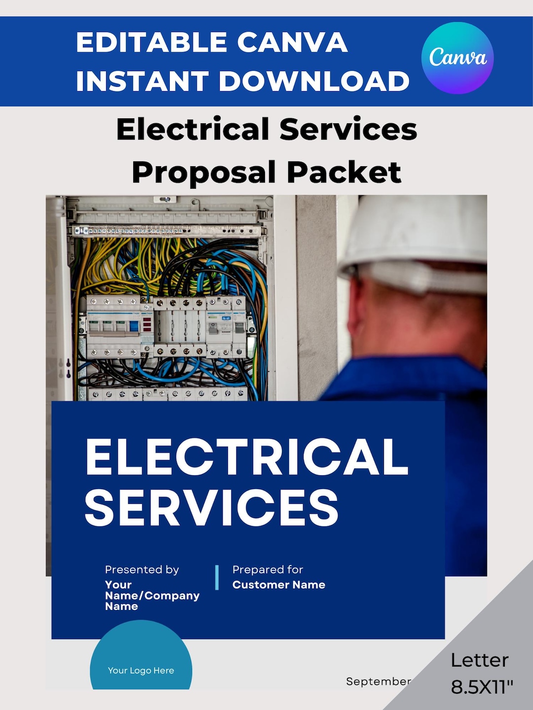 Electrical Services Proposal Template | Editable Canva Packet (PDF ...