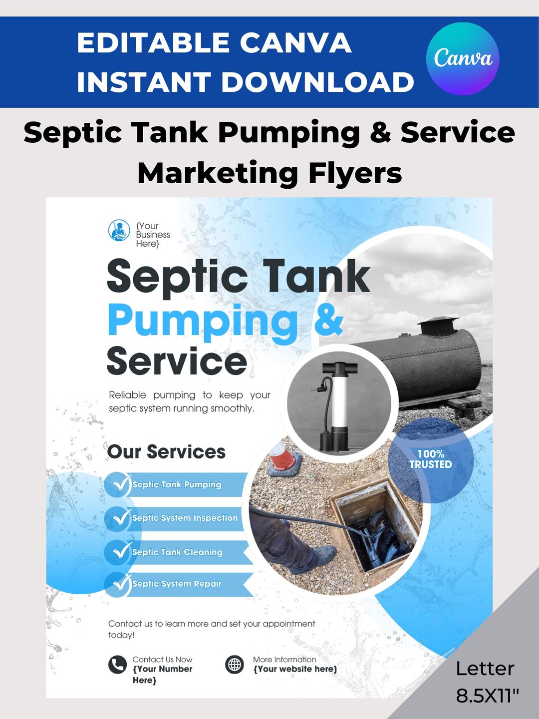 Septic Riser Flyer Septic Tank Pumping and Service Flyer Templates: Editable Design (canva ...