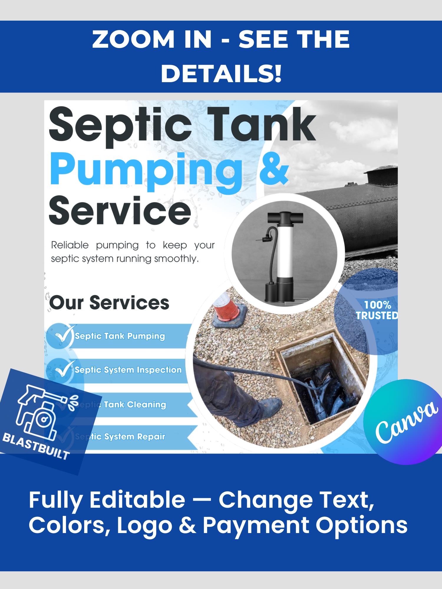Septic Riser Flyer Septic Tank Pumping and Service Flyer Templates: Editable Design (canva ...