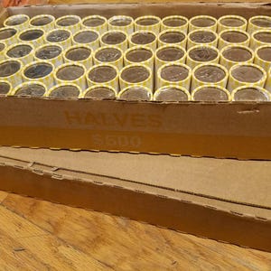 Best price!!!  1 Unsearched Kennedy Half Dollar Roll Sealed Coin Roll Huntings straight from fed- unopened machine wrapped- look for silver!