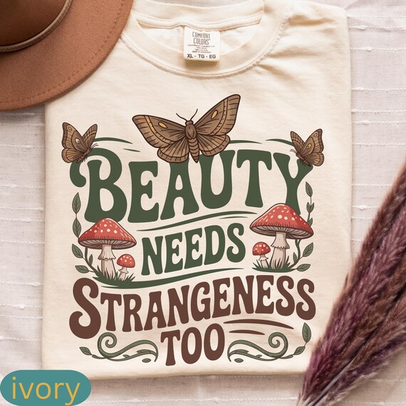 Cottagecore Tee, Comfort Colors Mushrooms Moth Shirt, Groovy Whimsical Nature T-shirt, Inspirational Fairycore Aesthetic Outfits Tshirt