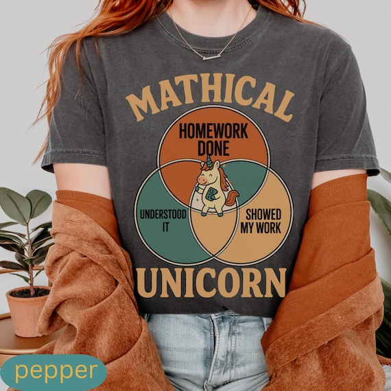 Math Teacher Shirt, Funny Math T Shirt, Teacher Appreciation, Venn Diagram Tee, Math Lover Shirt, Unicorn Pun T-shirt, Teacher Day Shirt