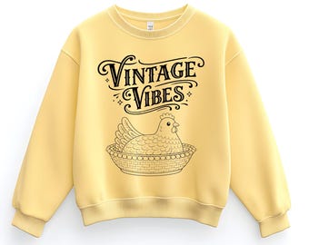 Descarga instantánea de diseño de gallina en nido con vibraciones vintage SVG y PNG