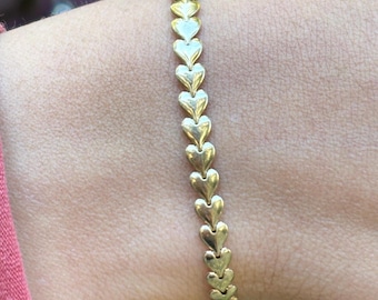 Gold Heart Bracelet 925 Sterling Silver Vermeil Adjustable Slider Bracelet Italy Heart Link Bracelet Gift for Her