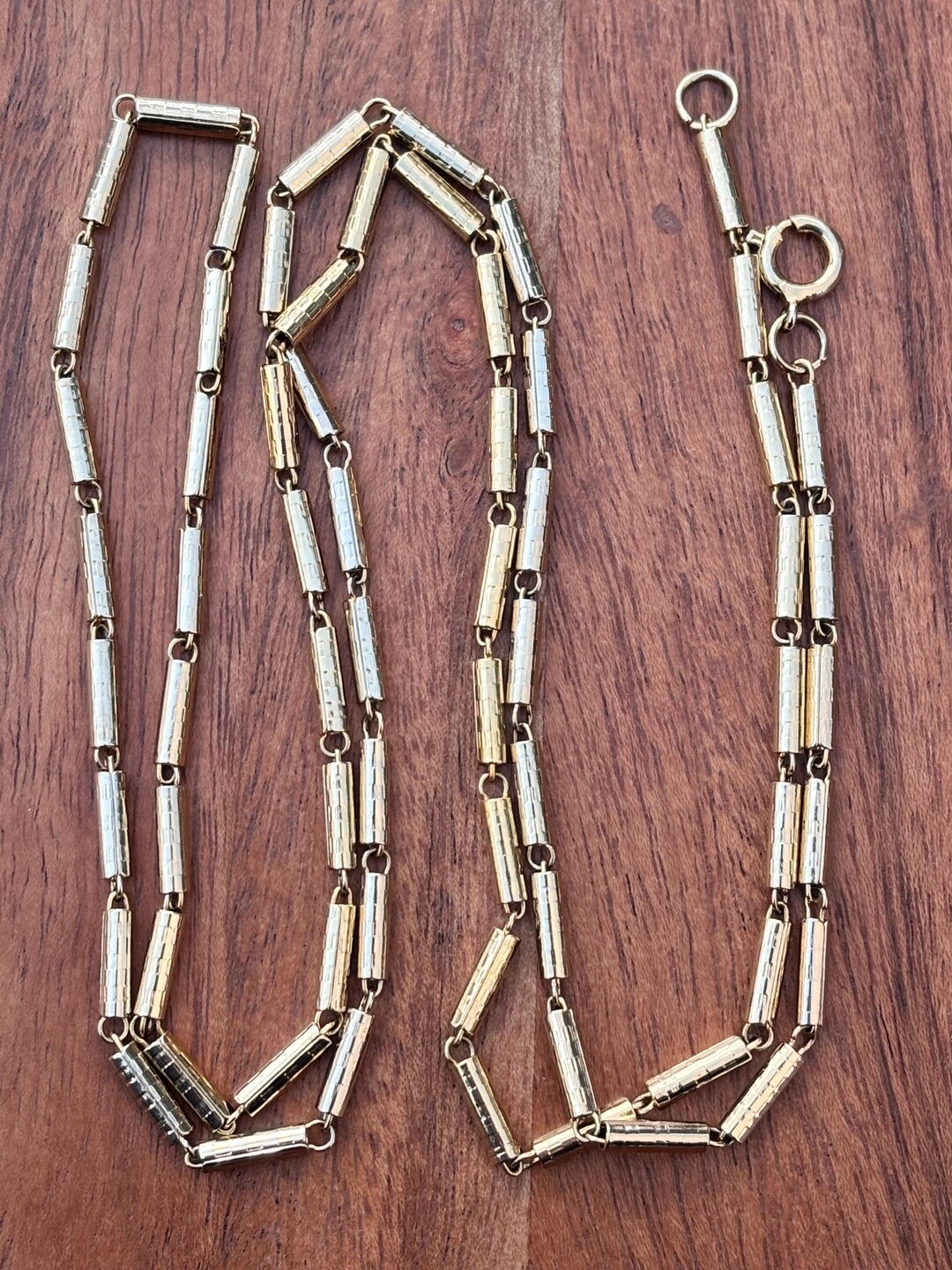 Vintage Gold Tone Chain Necklace 24” Tube Link Chain Paperclip Style ...
