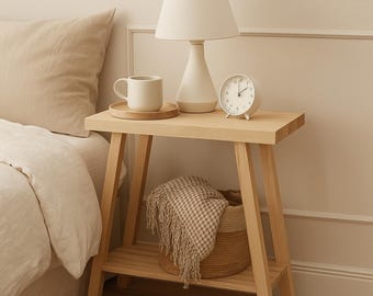 Handmade Wooden Console Table – Solid Wood Entryway Shelf – Minimalist Hallway Table – Plant Stand