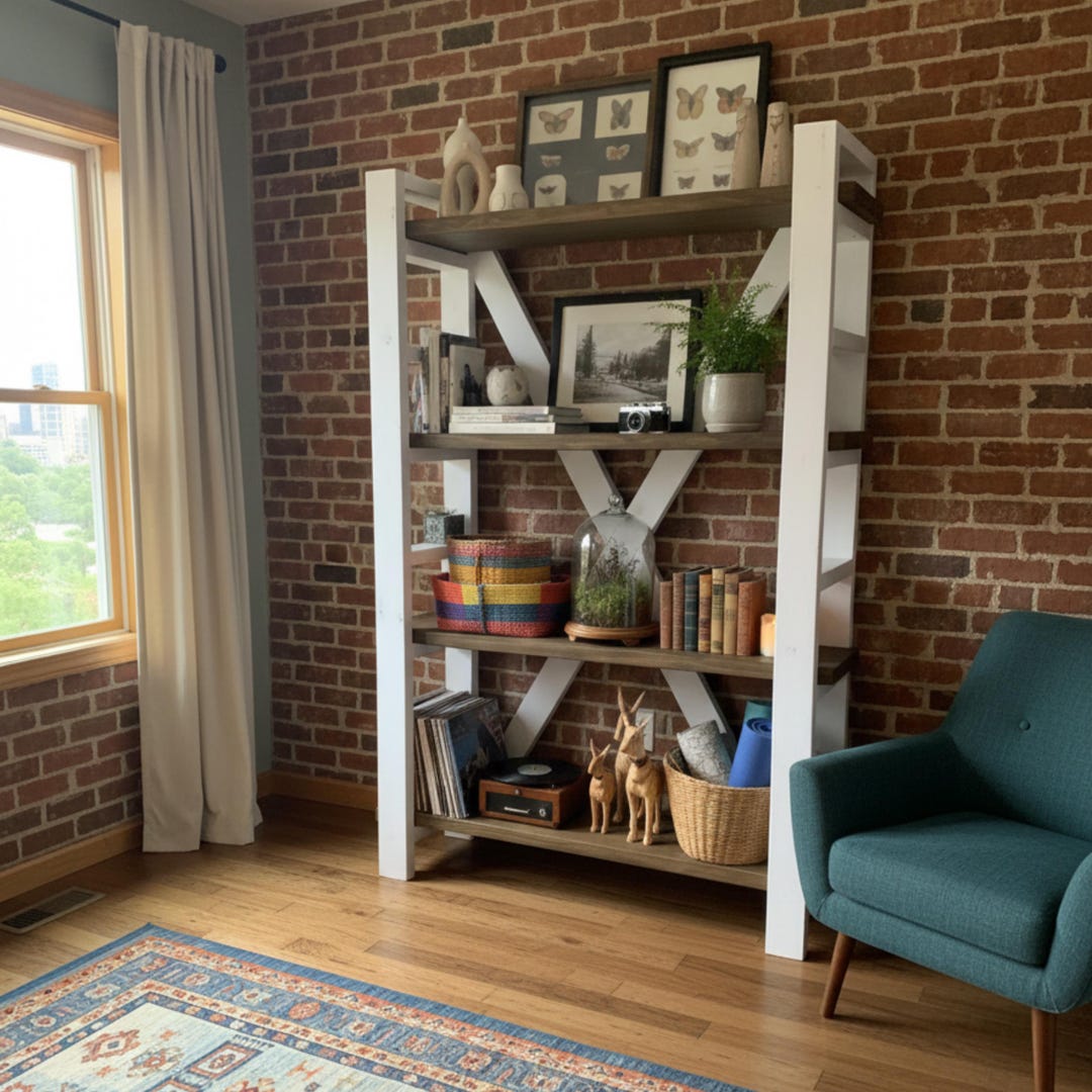 Handcrafted X-frame Solid Wood Bookshelf – Handmade Furniture- Custom ...