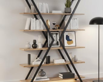 Estantería de madera X Design, estantería decorativa