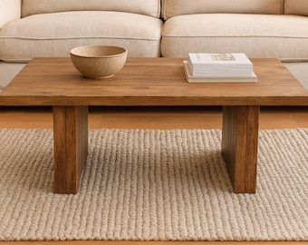 Rustic Solid Wood Coffee Table – Handmade Low Table