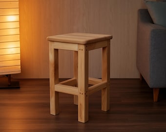 Minimalist Solid Wood Stool | Natural Finish | Handmade Furniture Piece