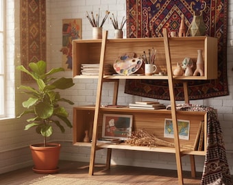 Bücherregal aus Holz mit Aufbewahrungsfächern – Stilvolles Vitrinenregal für Haus & Wohnzimmer