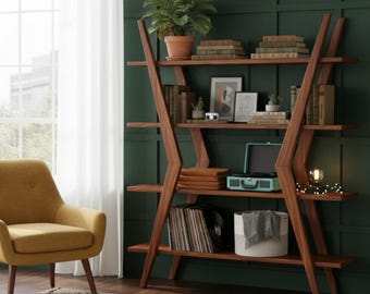Z-Design moderne houten boekenplank – handgemaakte natuurlijke massief houten opbergplank